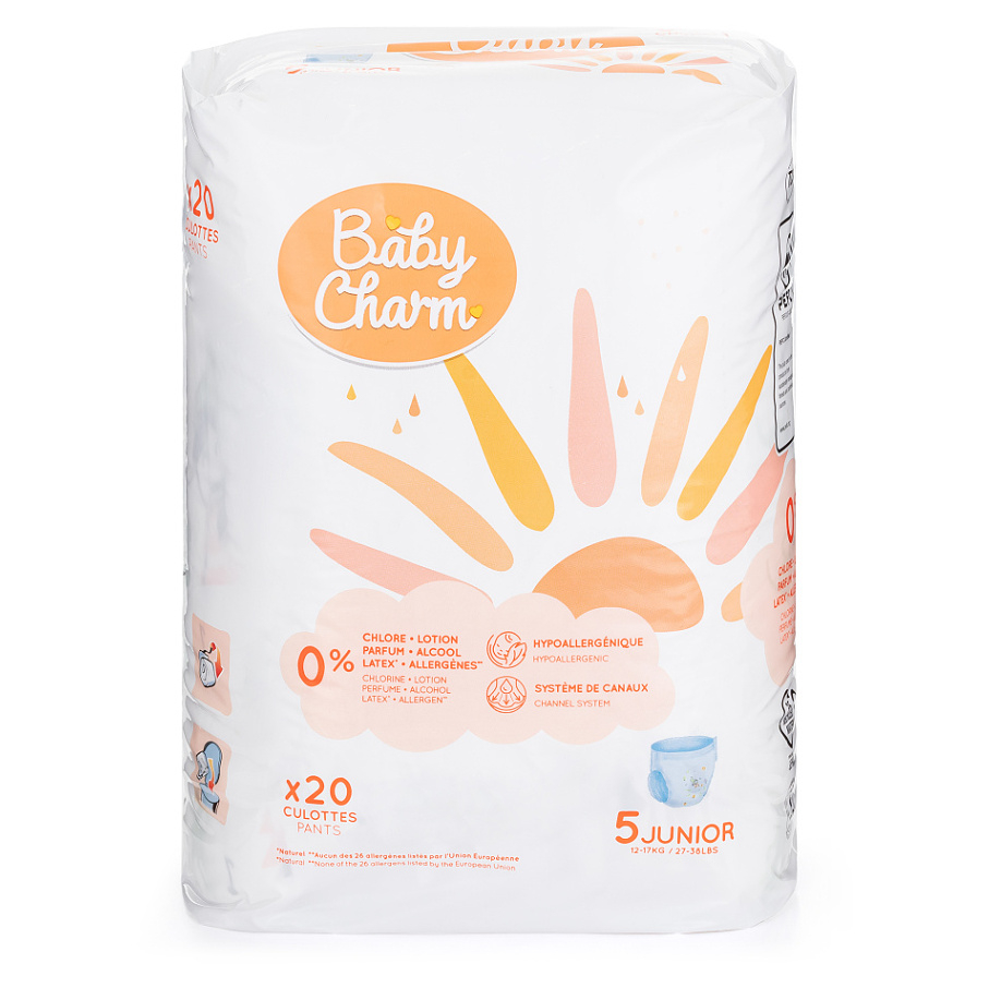 E-shop BABY CHARM Super Dry Flex Junior Pant vel. 5 kalhotkové plenky 12-17 kg 20 ks