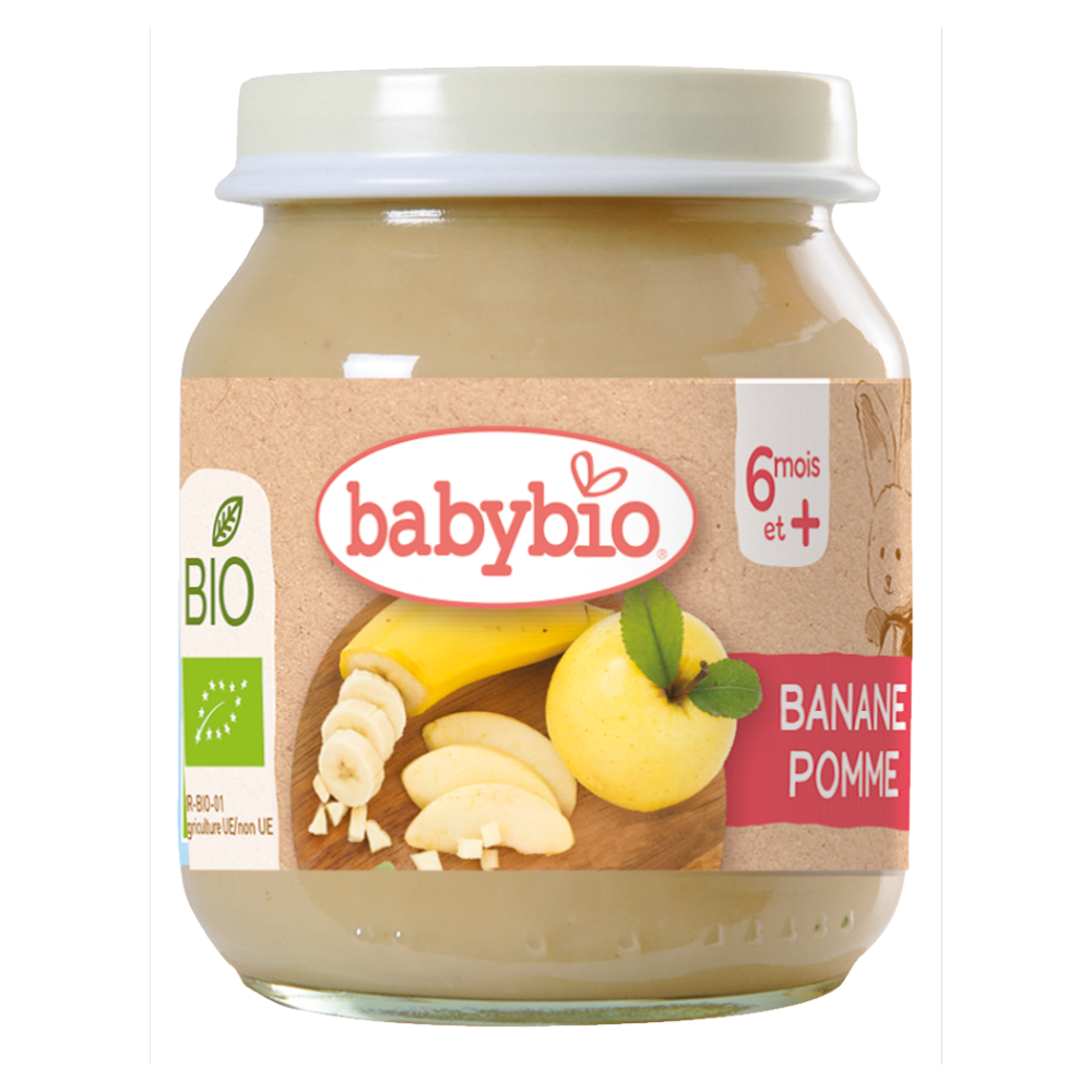 BABYBIO Bio banán a jablko 6m+ 130 g