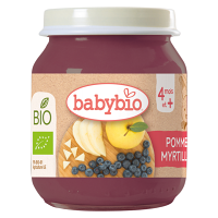 BABYBIO Bio jablko a borůvky 4m+ 130 g