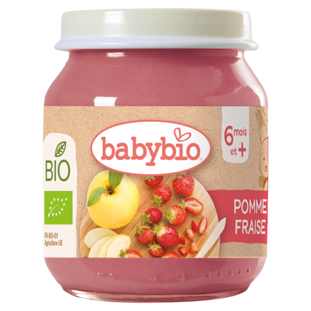 BABYBIO Bio jablko a jahody 6m+ 130 g