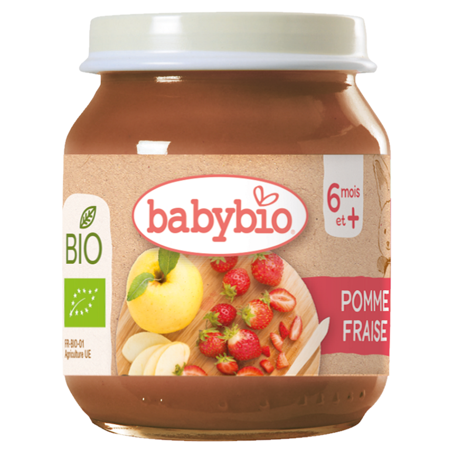 BABYBIO Bio jablko a jahody 6m+ 130 g