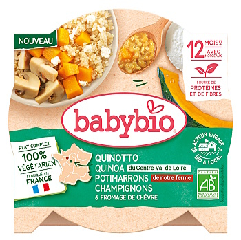 BABYBIO Rizoto z quinoy s dýní, žampiony a kozím sýrem BIO 230 g (Těstovinové, rýžové příkrmy) - BIO