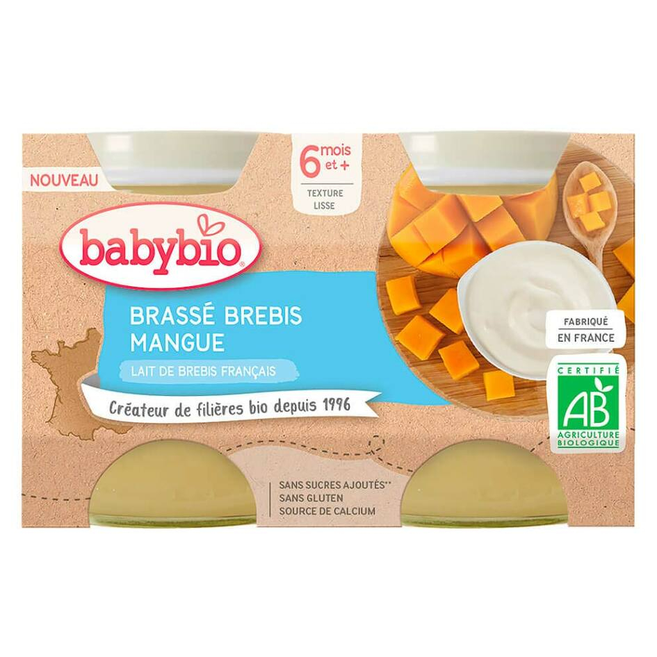 Levně BABYBIO Brassé z ovčího mléka mango 2 x 130 g