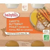 BABYBIO Denní menu Mrkev s máslovou dýní, kuřetem a rýží 2x200 g