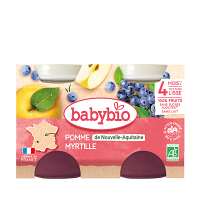 BABYBIO Jablko a borůvky 2x130 g
