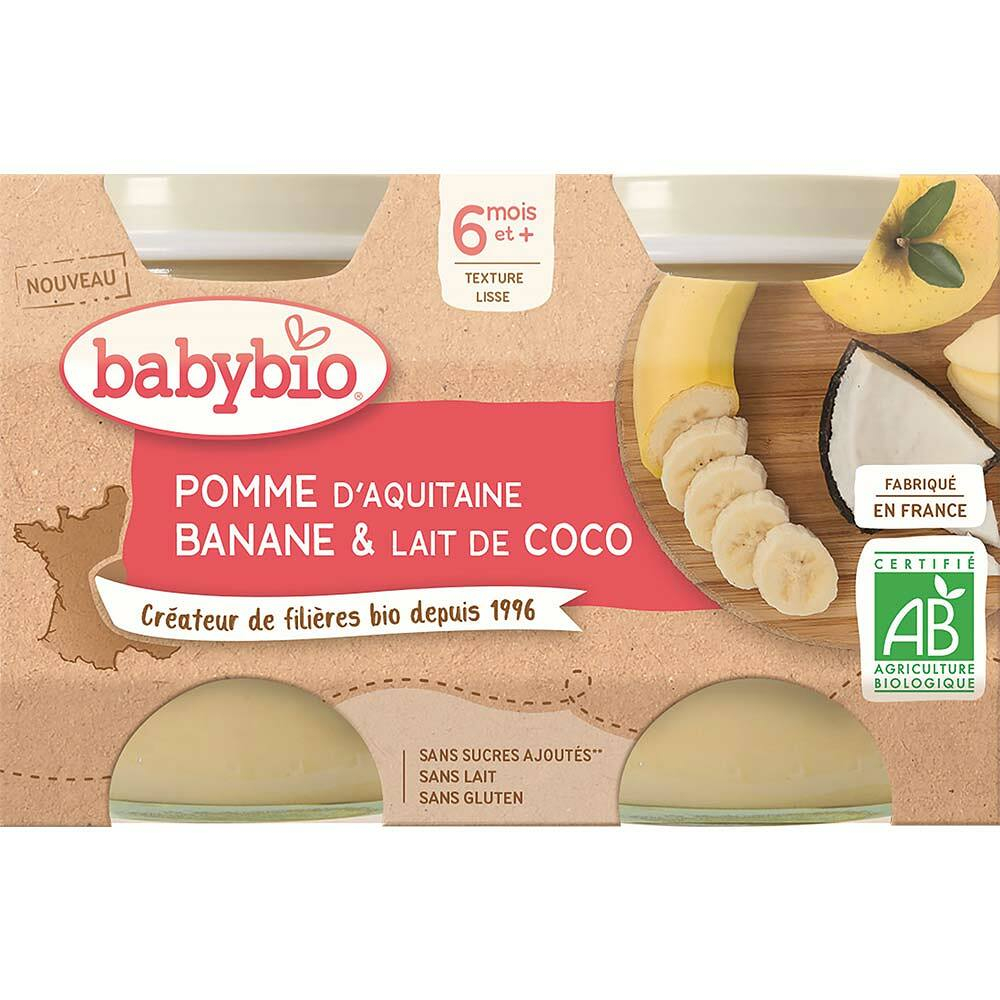 E-shop BABYBIO Jablko banán s kokosovým mlékem 2 x 130 g