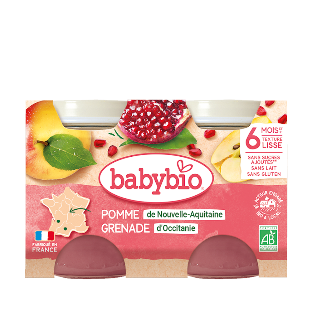 BABYBIO Jablko s granátovým jablíčkem 2 x 130 g