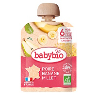 BABYBIO Kapsička hruška banán proso 6m+ 90 g