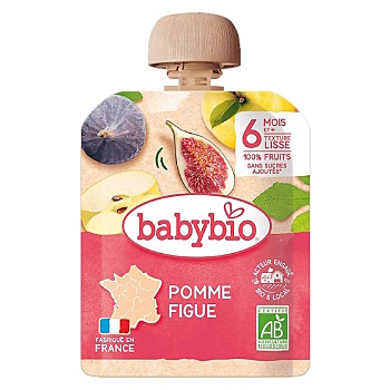 BABYBIO Kapsička jablko fík 6m+ 90 g (Svačinové kapsičky)