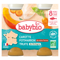 BABYBIO Menu Mrkev a dýně se pstruhem 2x200 g