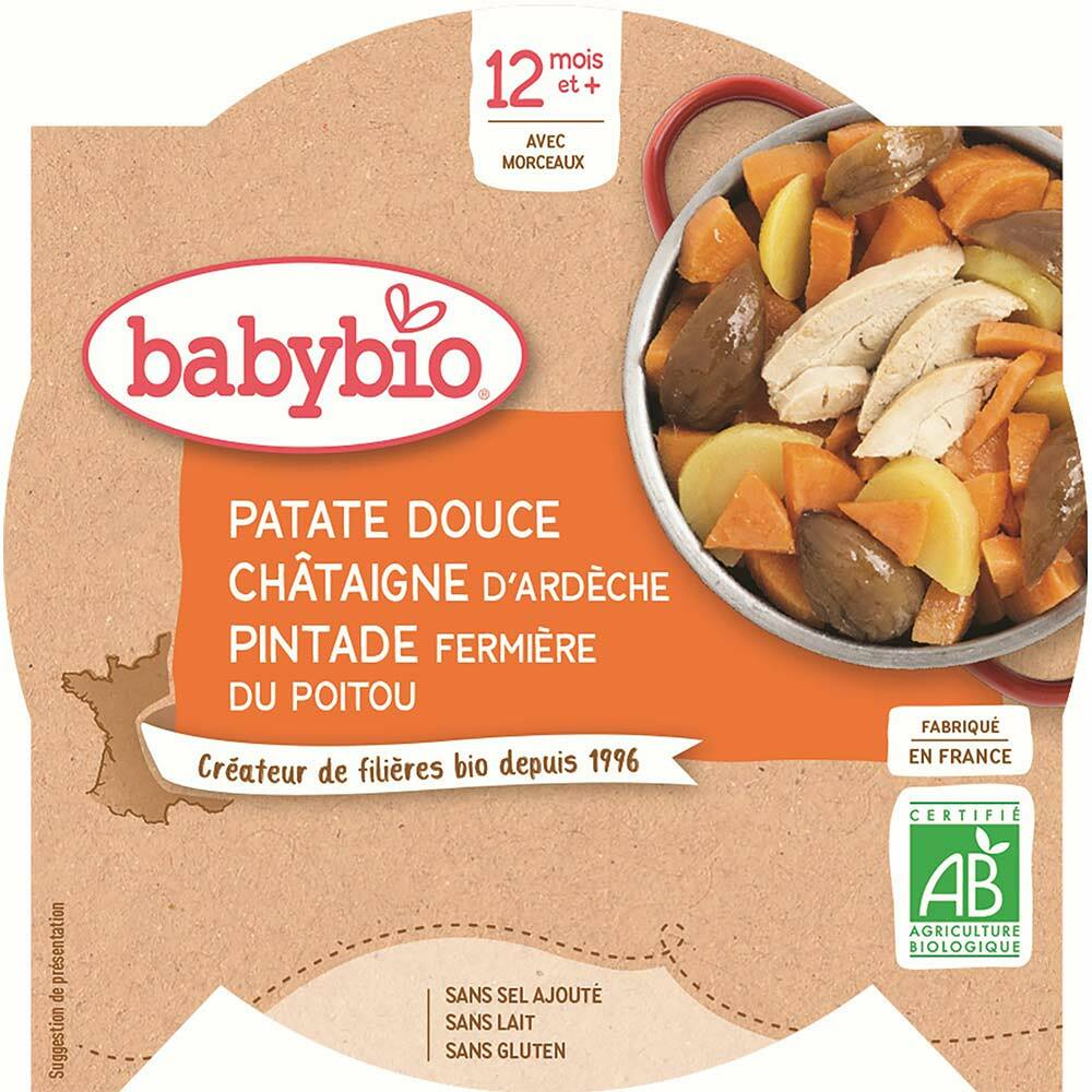 E-shop BABYBIO Menu Sladké brambory s kaštanovým pyré a farmářskou perličkou 230 g