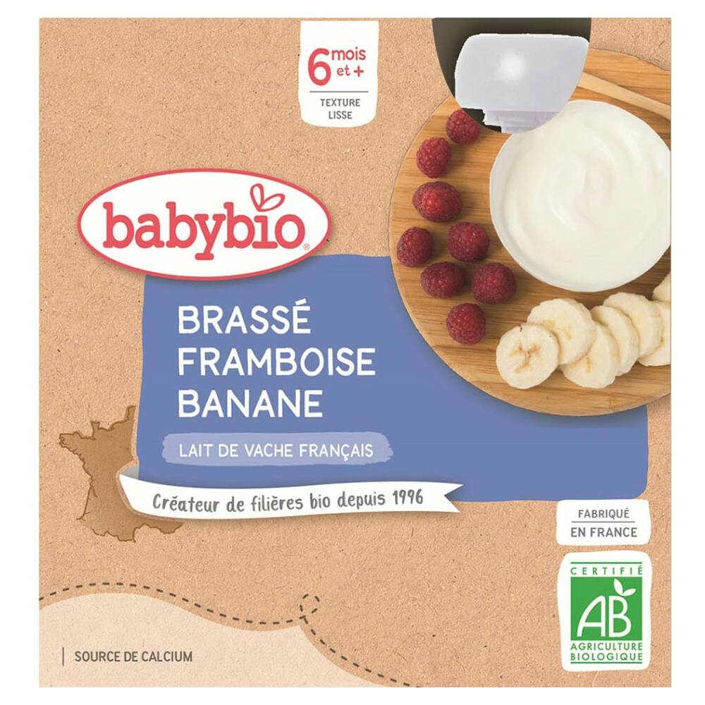 E-shop BABYBIO Mléčný dezert malina banán od 6.měsíce 4x 85 g