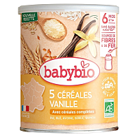 BABYBIO nemléčná 5zrnná obilná kaše s vanilkou 6m+ 220 g