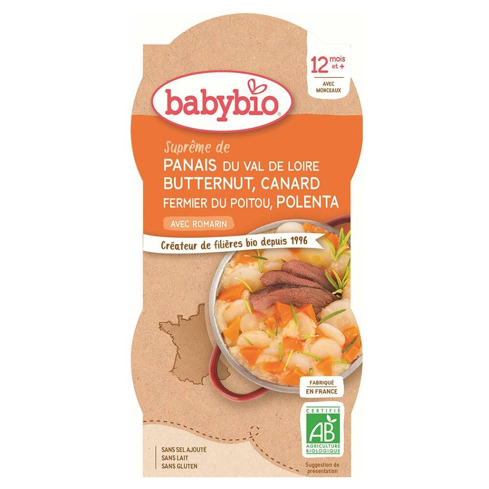 E-shop BABYBIO Pastinák s máslovou dýní, kachnou a polentou 2x200 g