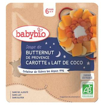 BABYBIO Polévka z máslové dýně s mrkví a kokosovým mlékem 190 g