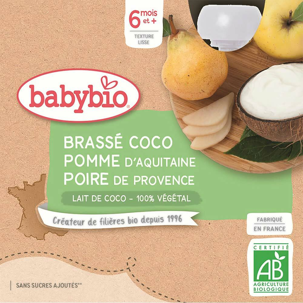 E-shop BABYBIO Svačinka s kokosovým mlékem - Jablko a hruška 4 x 85 g
