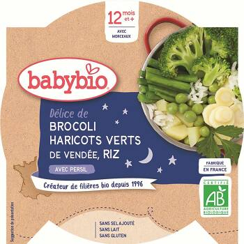 BABYBIO večerní menu Brokolice s fazolkami a rýží 230 g