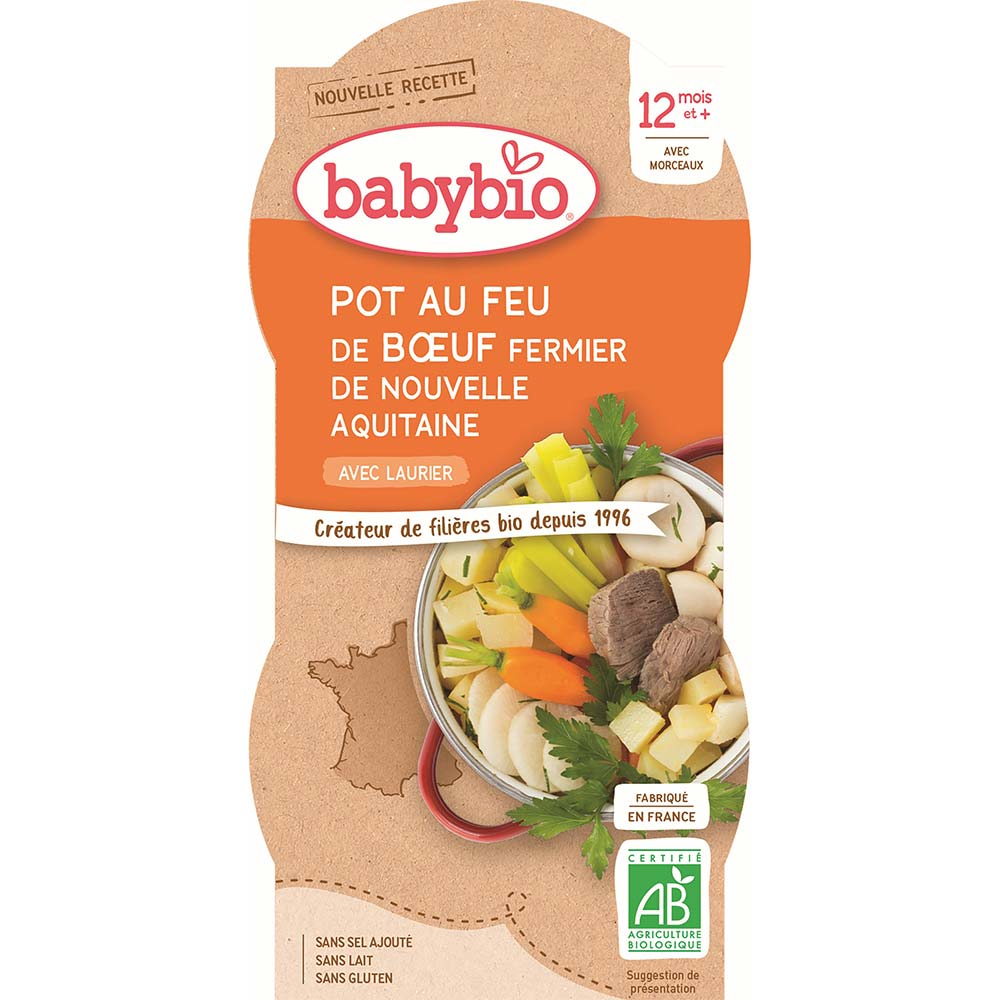BABYBIO Zelenina s hovězím masem 2x200 g