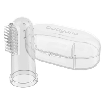 BABYONO Kartáček zubní na prst s pouzdrem transparentní od 0+m 1 kus (Pomůcky na čištění prvních zoubků) - Manuální