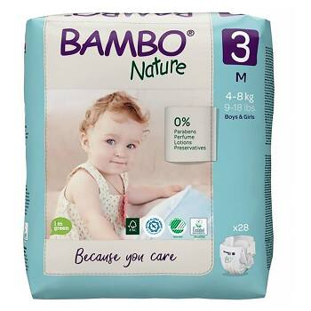 BAMBO Nature 3 Dětské plenkové kalhotky 4-8 kg 28 ks