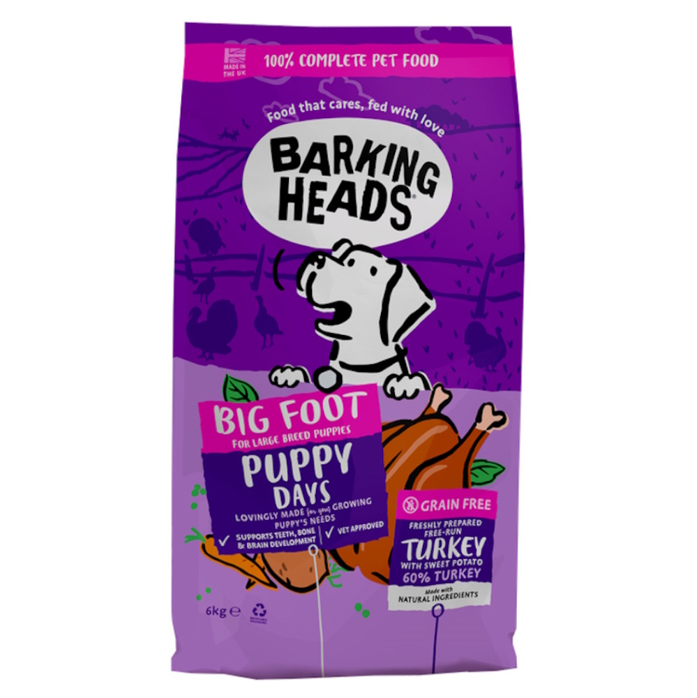 E-shop BARKING HEADS Big Foot Puppy Days Turkey granule pro štěňata 6 kg