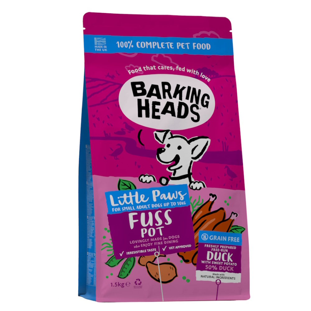Levně BARKING HEADS Little Paws Fuss Pot Duck granule pro psy 1,5 kg