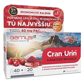 BARNY´S Cran-Urin megaPAC brusinky 60 kapslí (Močové cesty) - Přírodní