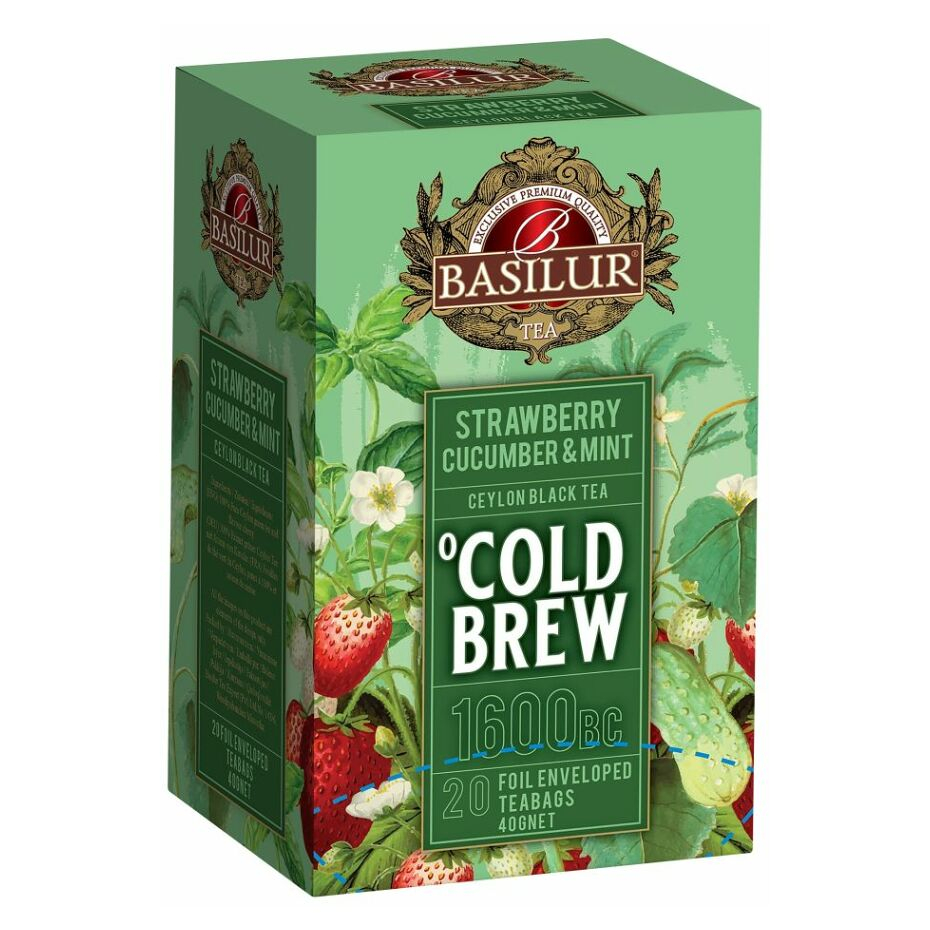 E-shop BASILUR Cold Brew Strawberry Cucumber & Mint ovocný čaj 20 sáčků