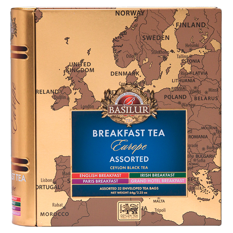 BASILUR European breakfast tea book assorted černý čaj 32 sáčků