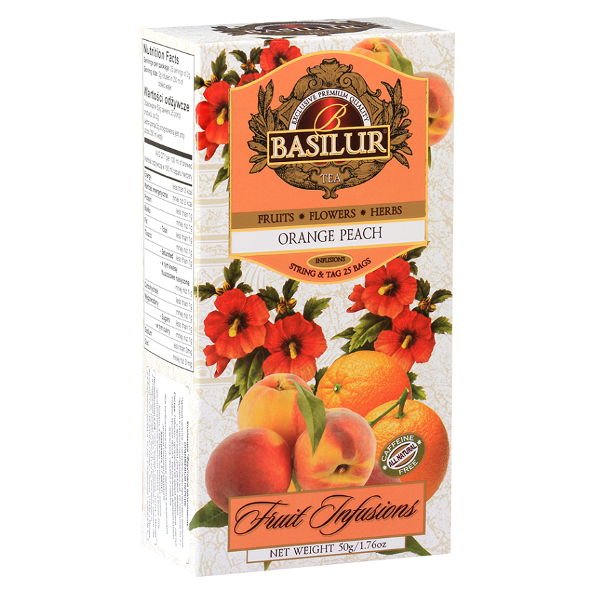 Levně BASILUR Fruit orange peach ovocný čaj 25 nálevových sáčků