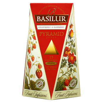 BASILUR Fruit Infusions Strawberry & Raspberry pyramid ovocný čaj 15 sáčků