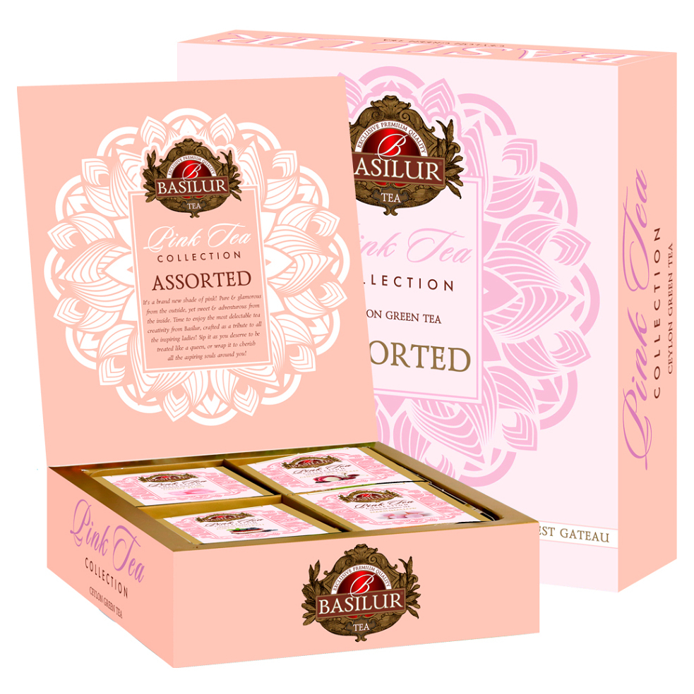 E-shop BASILUR Gift Pink Tea Assorted přebal variace zelených čajů 40 gastro sáčků