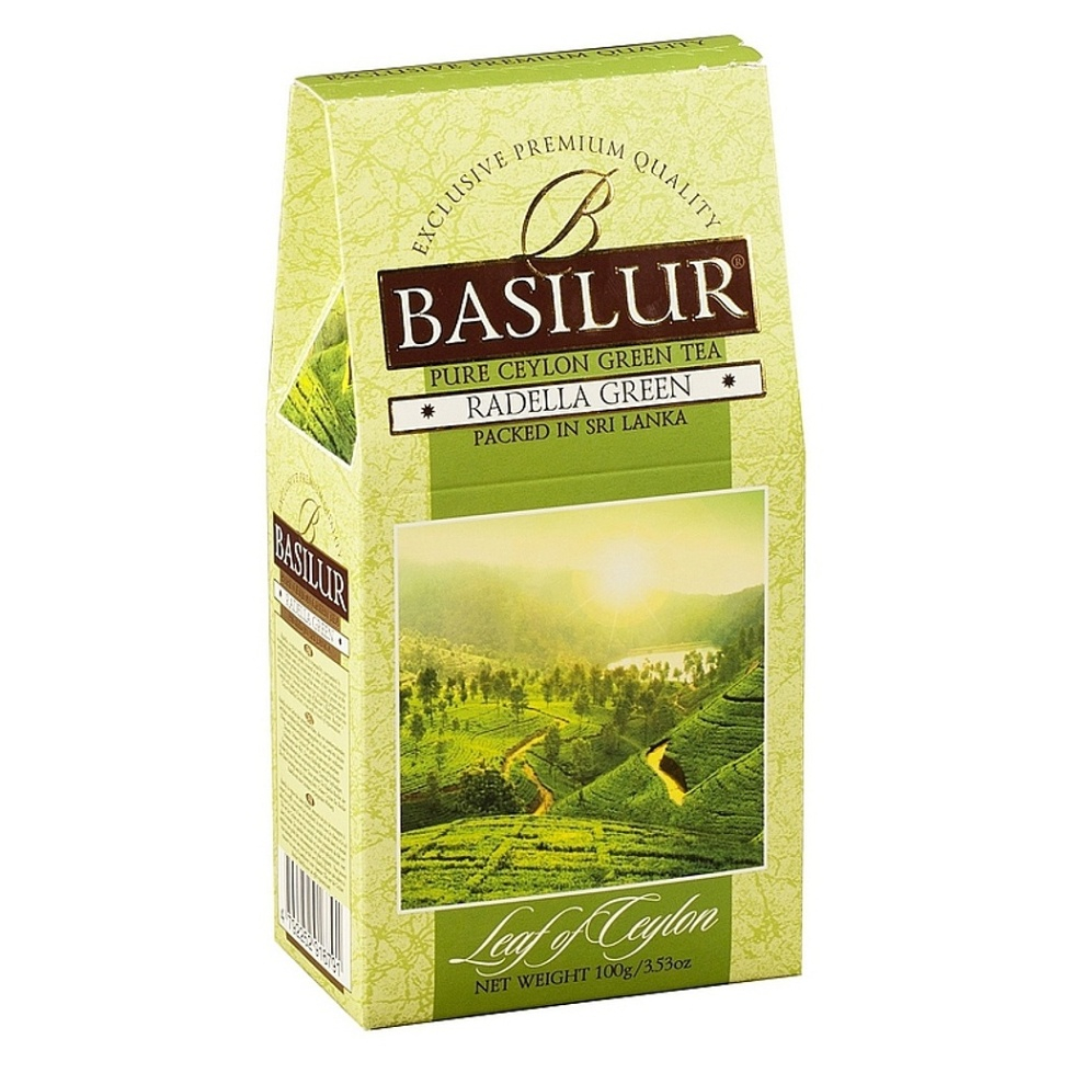 BASILUR Leaf of Ceylon Radella zelený čaj v papírové krabičce 100 g