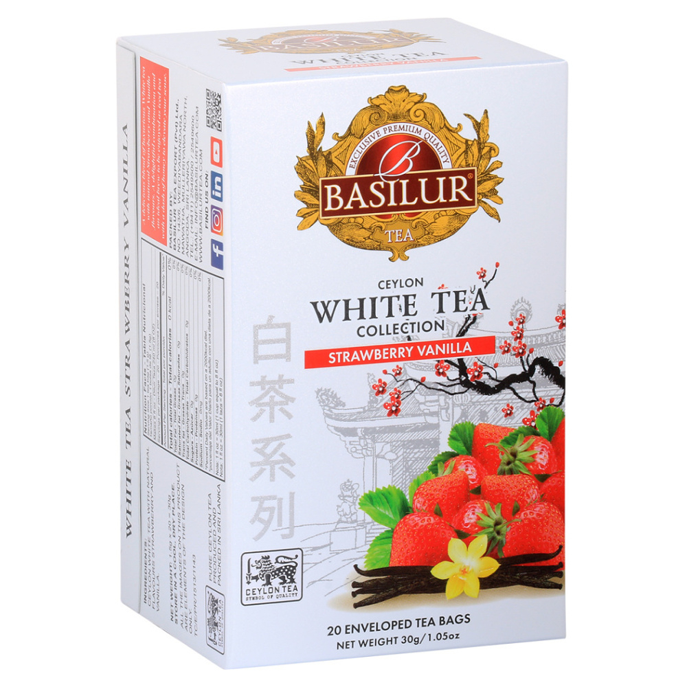 Levně BASILUR White Tea Strawberry Vanilla bílý čaj 20 sáčků
