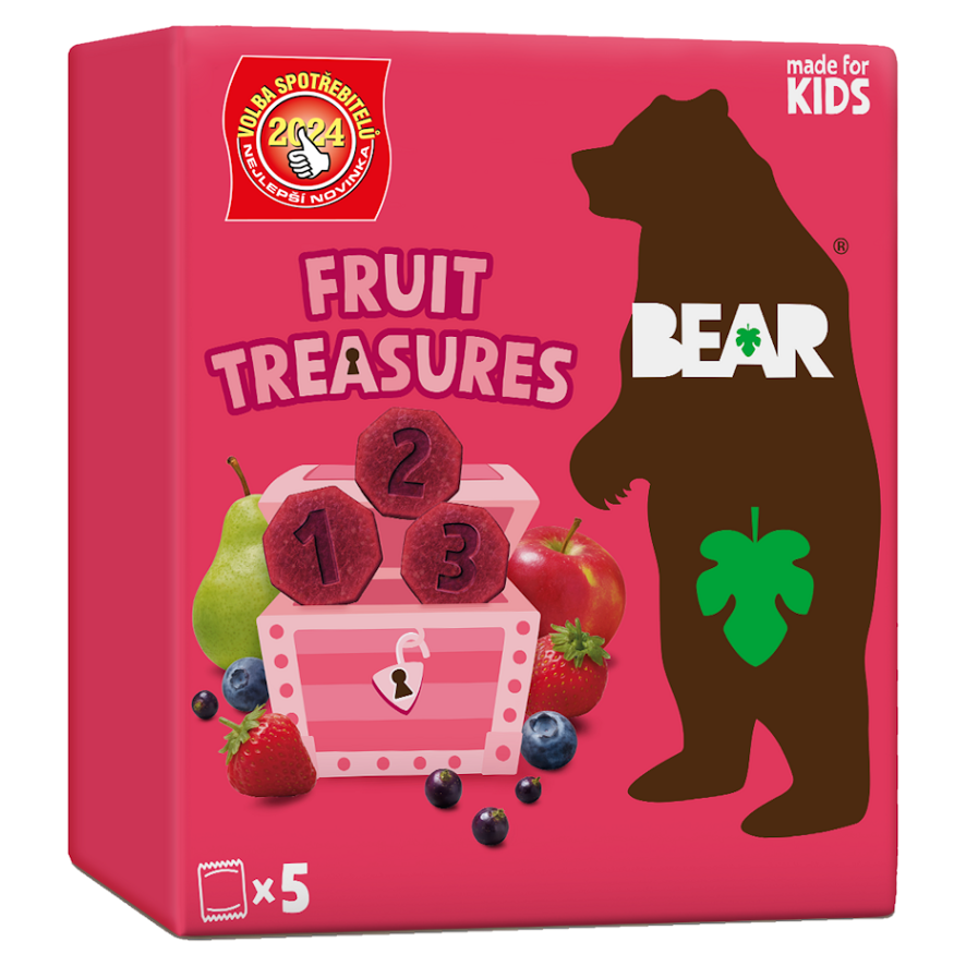 BEAR Fruit treasures berry jahoda a borůvka 5 x 20 g