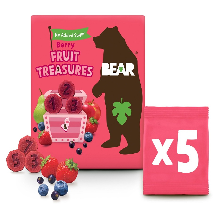 Levně BEAR Fruit treasures berry jahoda a borůvka 5 x 20 g
