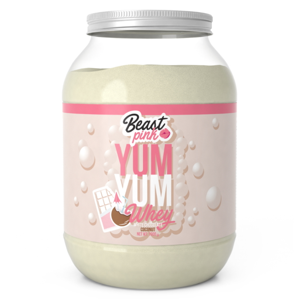 E-shop GYMBEAM BeastPink Yum yum whey protein bílá čokoláda kokos 1000 g
