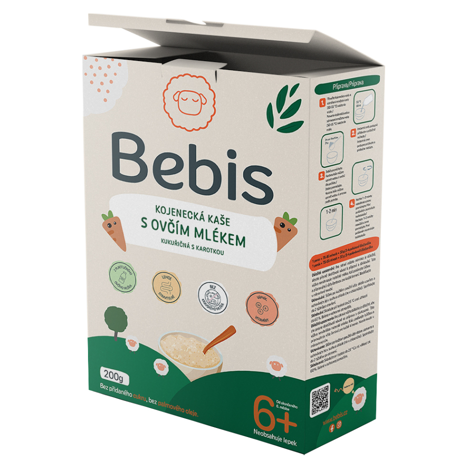 E-shop BEBIS Kojenecká kaše s ovčím mlékem kukuřičná s karotkou 200 g