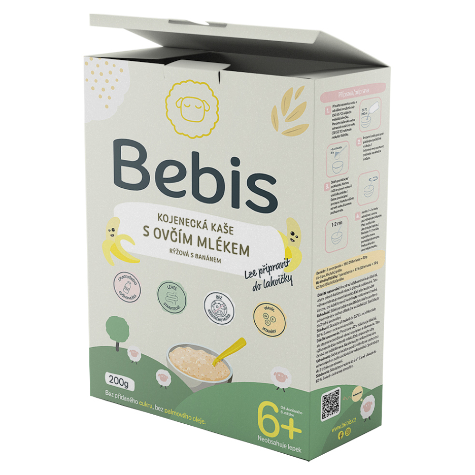 E-shop BEBIS Kojenecká kaše s ovčím mlékem rýžová s banánem 200 g