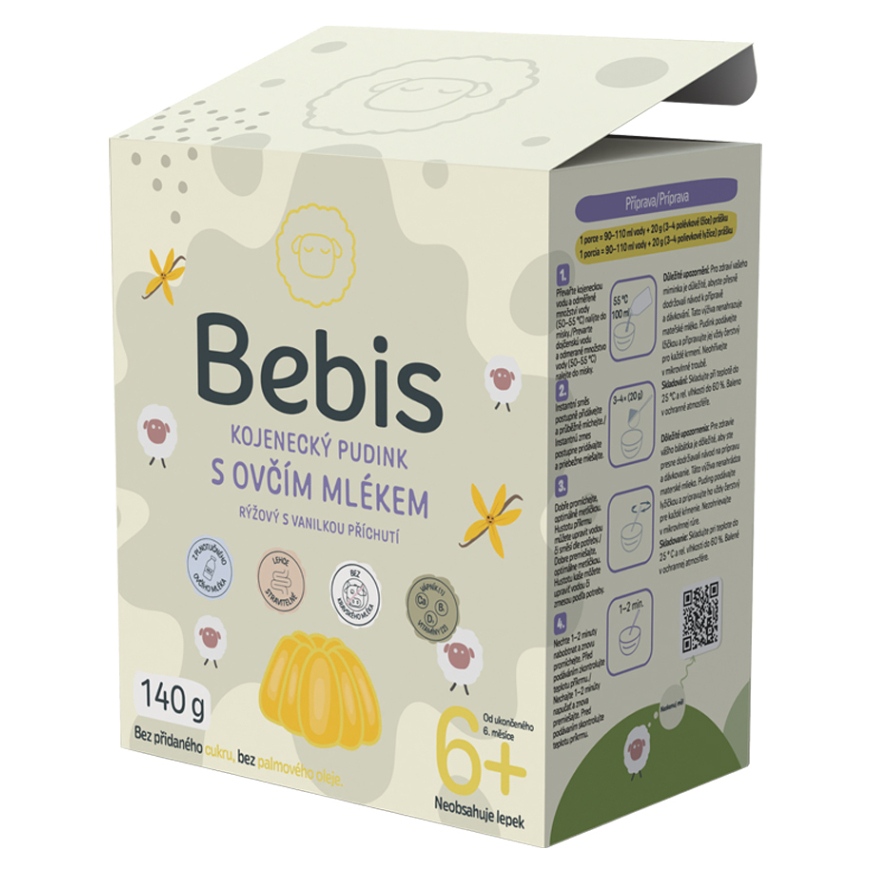 E-shop BEBIS Kojenecký pudink s ovčím mlékem rýžový s vanilkou 140 g
