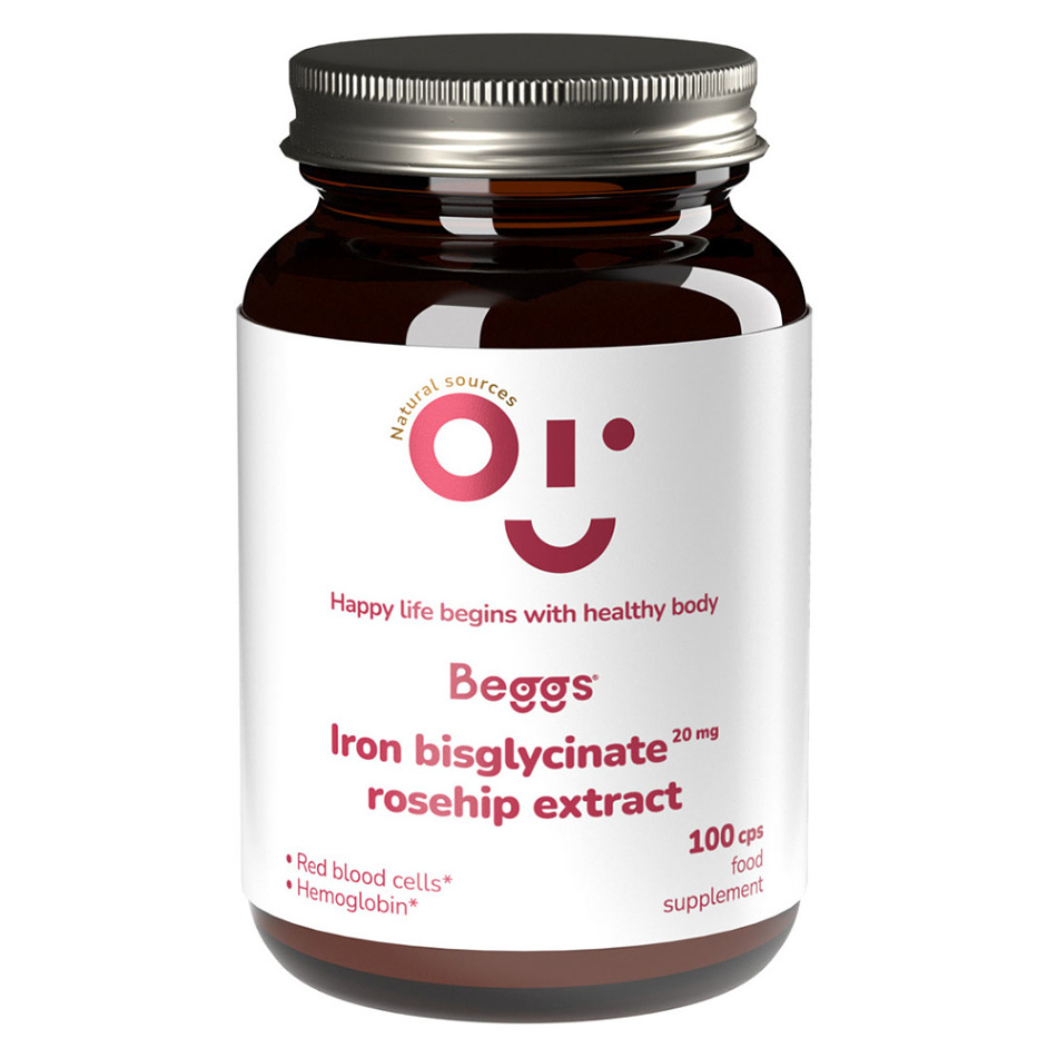 E-shop BEGGS Iron bisglycinate 20 mg + rosehip extract 100 kapslí