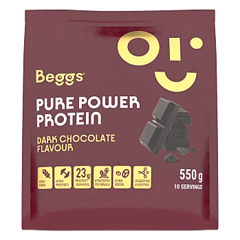 BEGGS Pure Power Protein Dark Chocolate 550 g (Na energii, při únavě) - Vícesložkové