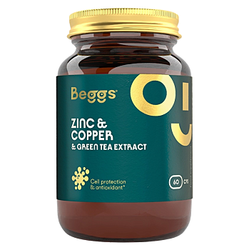 BEGGS Zinc + Copper + Green tea extract 60 kapslí (Vícesložkové minerály) - Vícesložkové