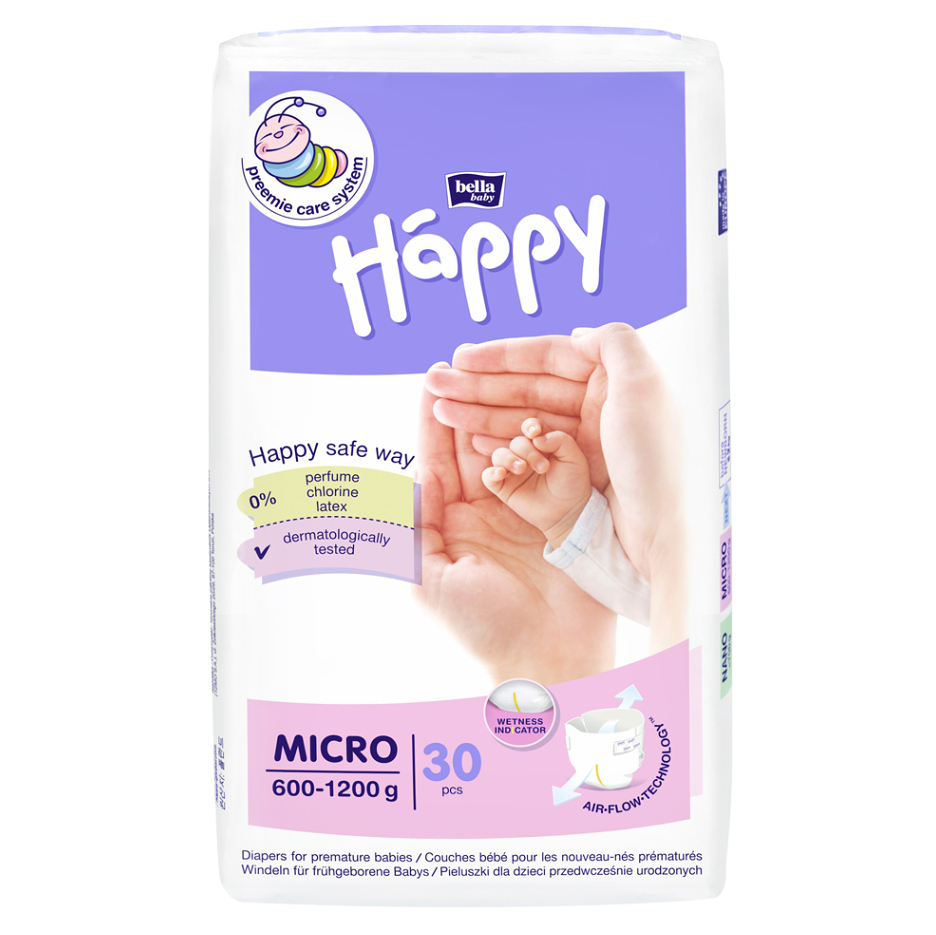 E-shop BELLA HAPPY Baby micro dětské pleny 600 - 1200 g 30 kusů