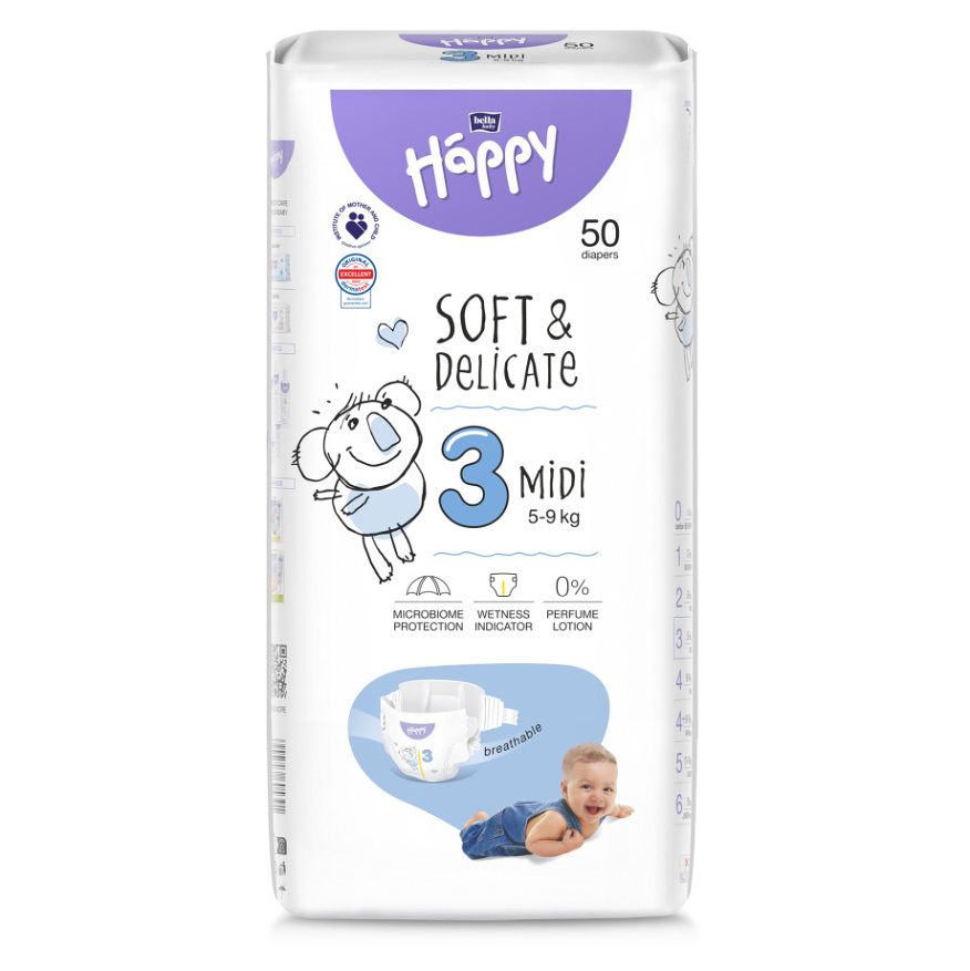 E-shop BELLA HAPPY Baby midi 5 - 9 kg 50 kusů