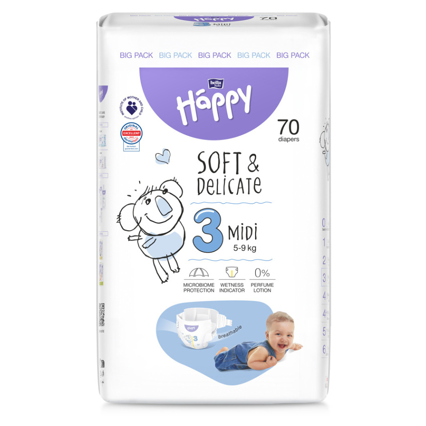 E-shop BELLA HAPPY Baby midi 5 - 9 kg 70 kusů