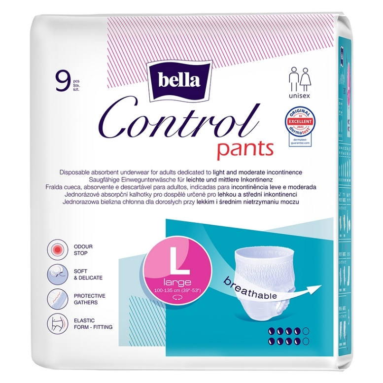 Levně BELLA Control pants absorpční kalhotky L 9 kusů