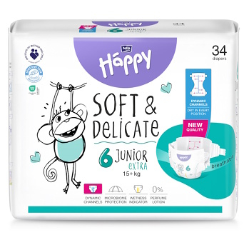 BELLA HAPPY Baby junior extra 15+ kg 34 kusů (Plenky 6 (15 a více kg))