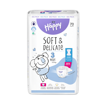 BELLA HAPPY Baby midi 5 - 9 kg 70 kusů (Plenky 3 (4 - 10 kg))