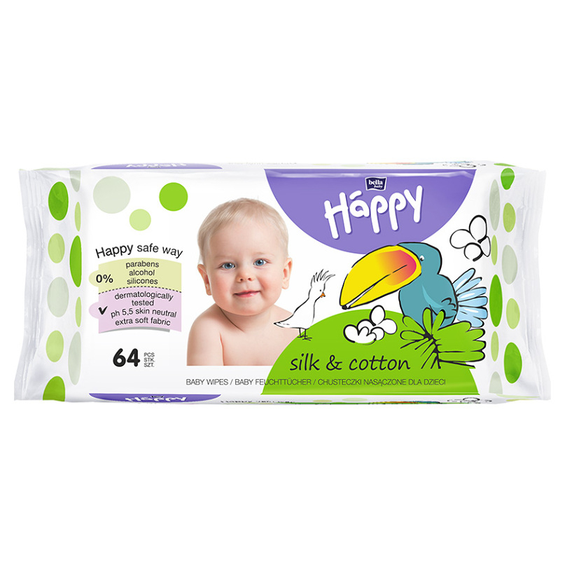 E-shop BELLA HAPPY Baby dětské vlhčené ubrousky bavlna a hedvábí 64 kusů